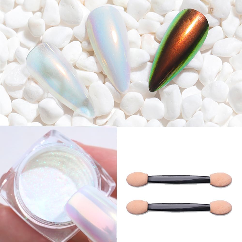 Pretty Diva 0.3g Mermaid Unicorn Chrome Nail Powder, Aurora Iridescent Chrome Powders for Nails
