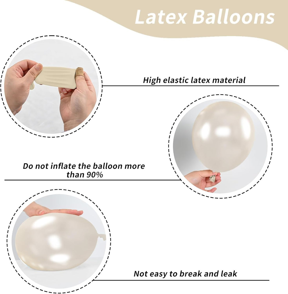 Pearl Balloons, 52 PCS 12 Inch Pearl white Double-Stuffed Balloons, White Pearl Sand White