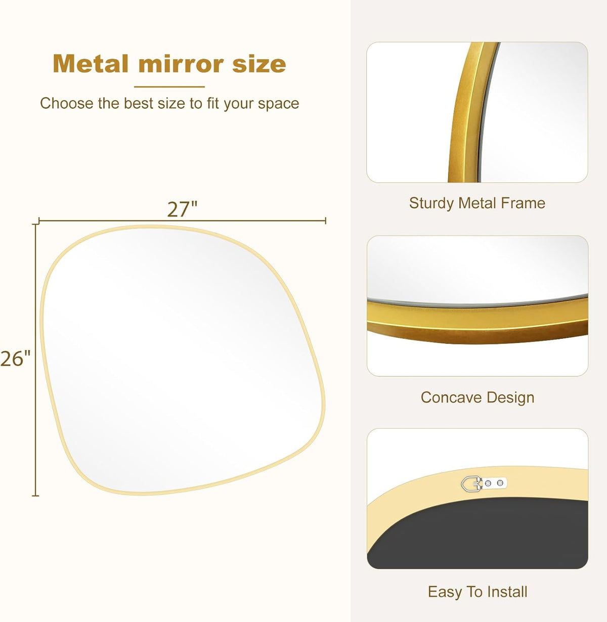 WallBeyond Asymmetrical Mirror, Irregular Wall Mirror, Wall Mirrors Decorative for Bedroom Living