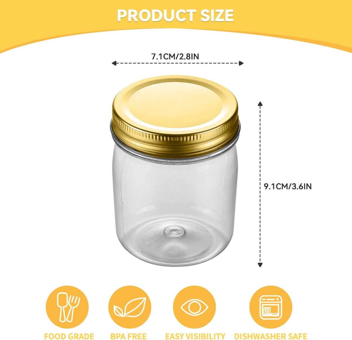 novelinks 8 oz Clear Plastic Jars with Screw-On Lids - BPA-Free Refillable Storage Containers for