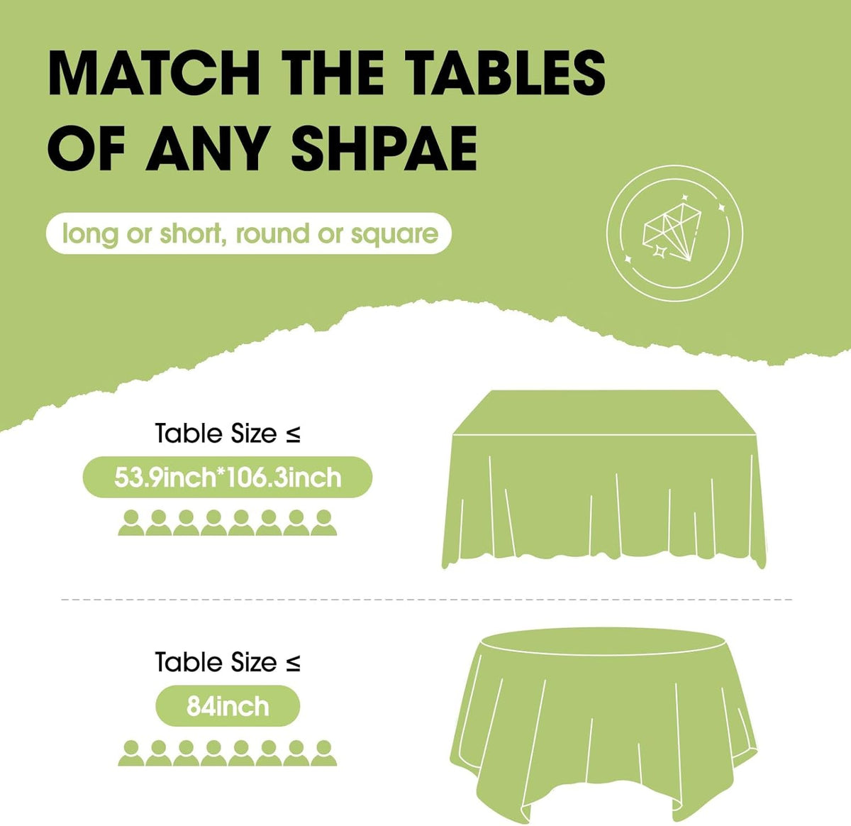 Pureegg Plastic Table Cloth Disposable 10 Pack, 54 x 108 Inch Table Cloths, Party, Picnic