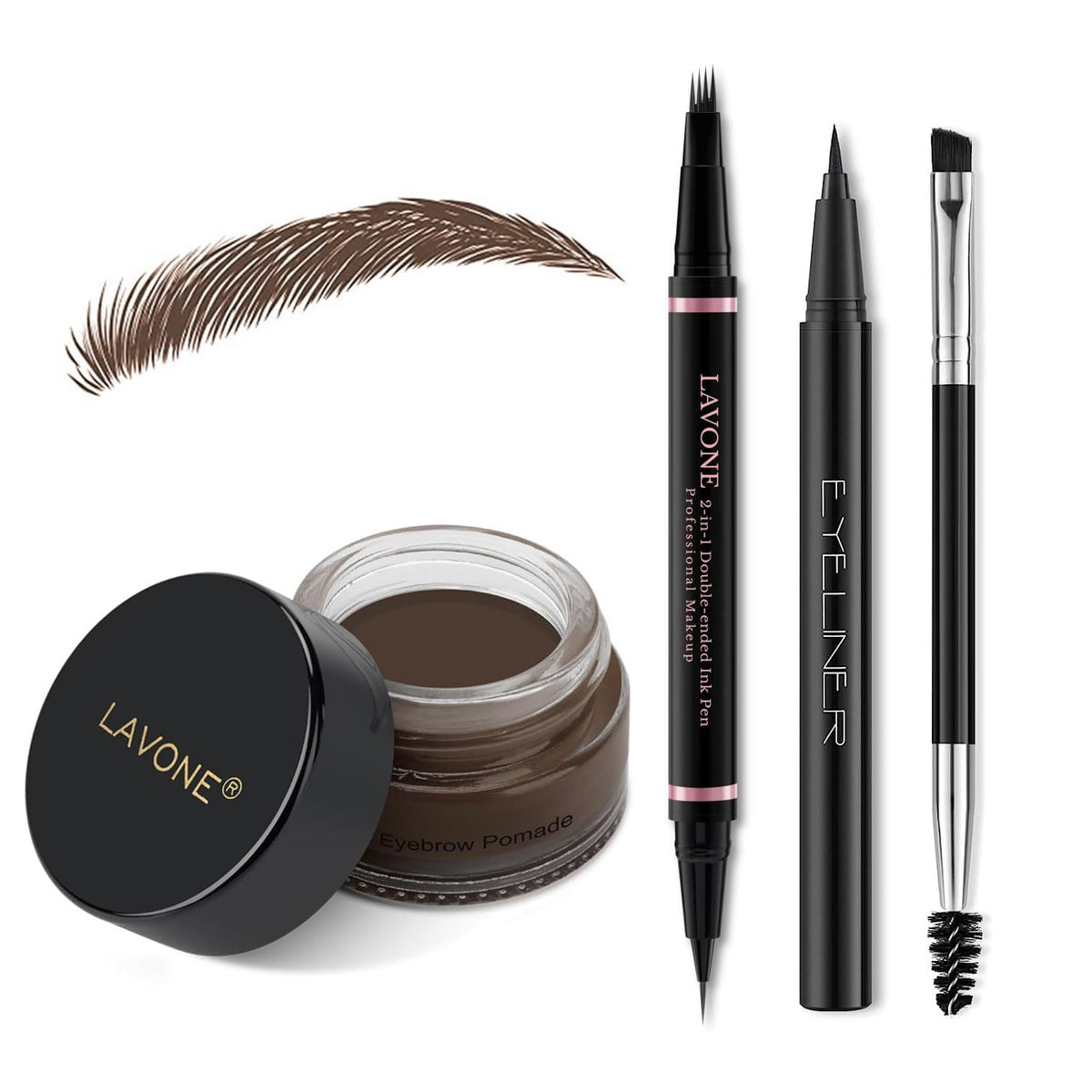 Eyebrow Pencil Makeup Kit, with Waterproof 2-IN-1 Microblading Eyebrow Pen, Eyebrow Pomade