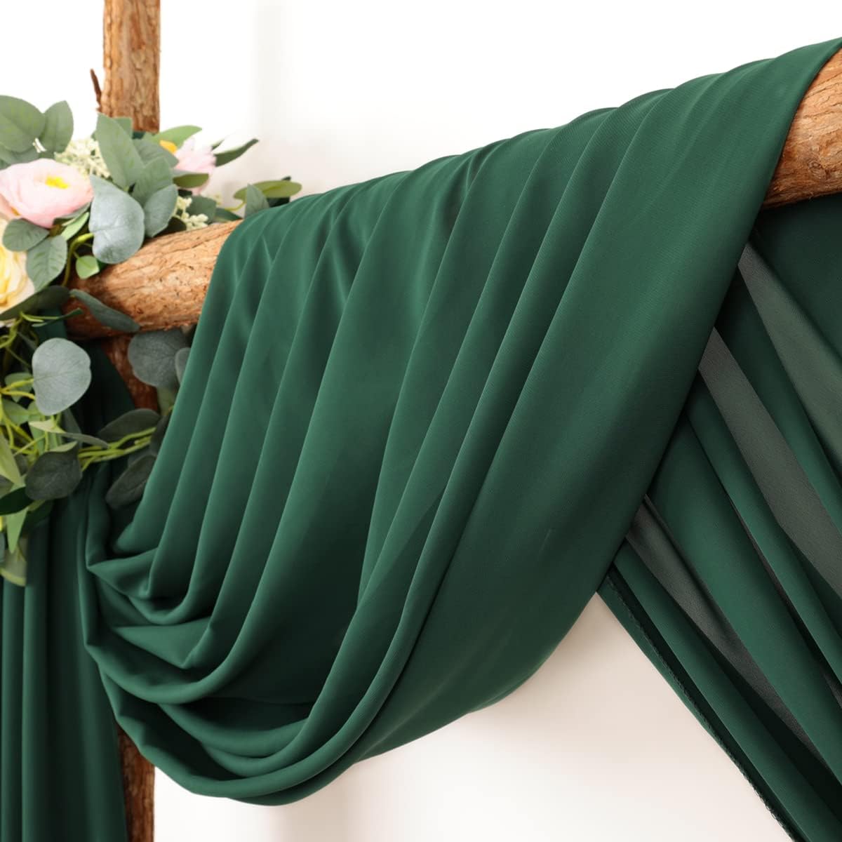 Wedding Arch Draping Fabric 1 Panel 30'' x 18FT Emerald Green Sheer Chiffon Arch Drapery for Photo