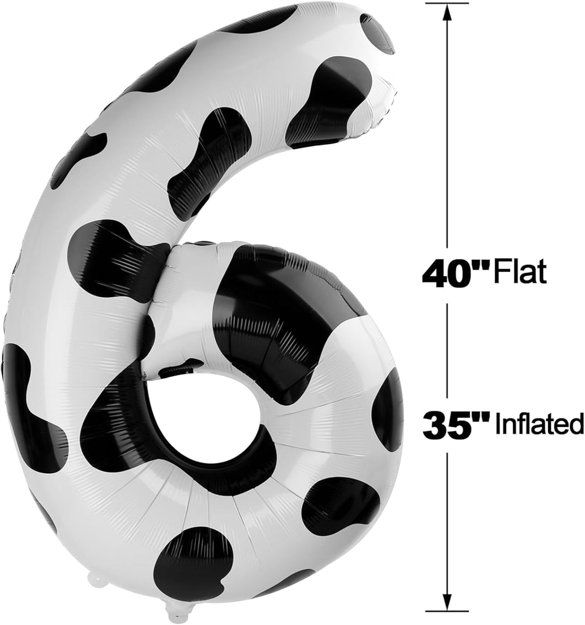 40 Inch Cow Print Mylar Foil Number 6 Birthday Balloon, Digital Balloons for 6 16 Boy Girl Party