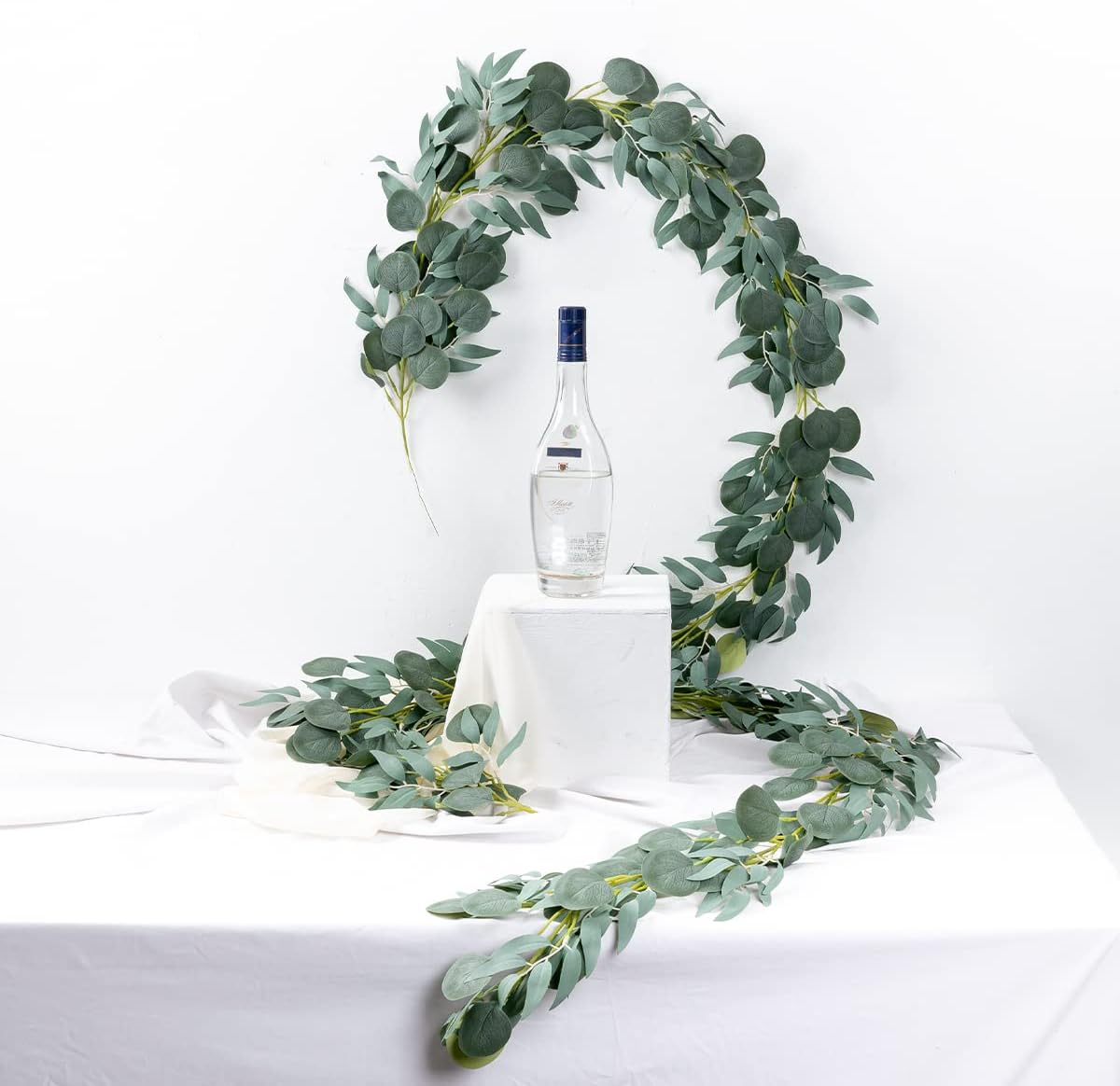 Kisflower 5 Pack 6.56FT Green Eucalyptus Garland for Decoration Table with Willow Leaves Greenery