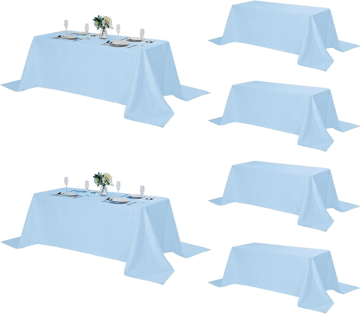 Fokitut 6 Pack Rectangle Tablecloth, 90x156 Inch, Stain Resistant and Wrinkle Polyester Table