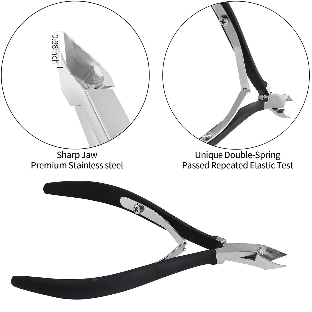 YINYIN Professional Cuticle Trimmer with Pusher and Cutter - Stainless Steel Cuticle Clippers for