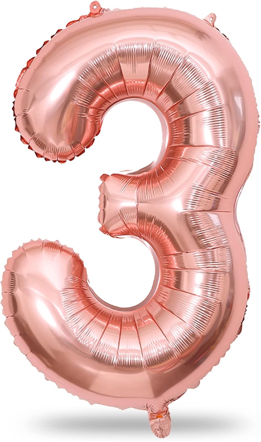 Rose Gold Number 3 Balloon for Girls, 40 Inch Large Number 0-9 Foil Mylar Helium Digital Balloons
