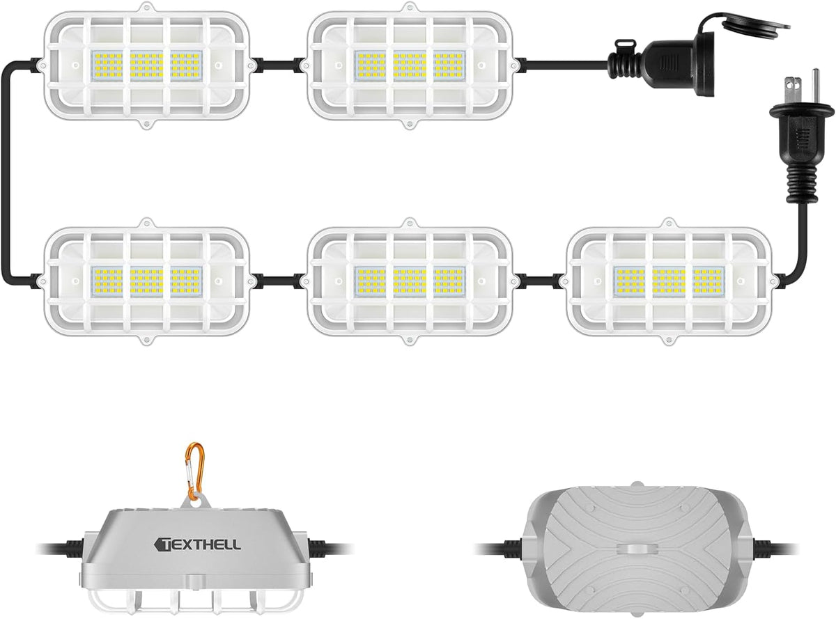 50ft LED Construction String Lights 150W Super Bright 15000LM Work Lights String Connectable Design