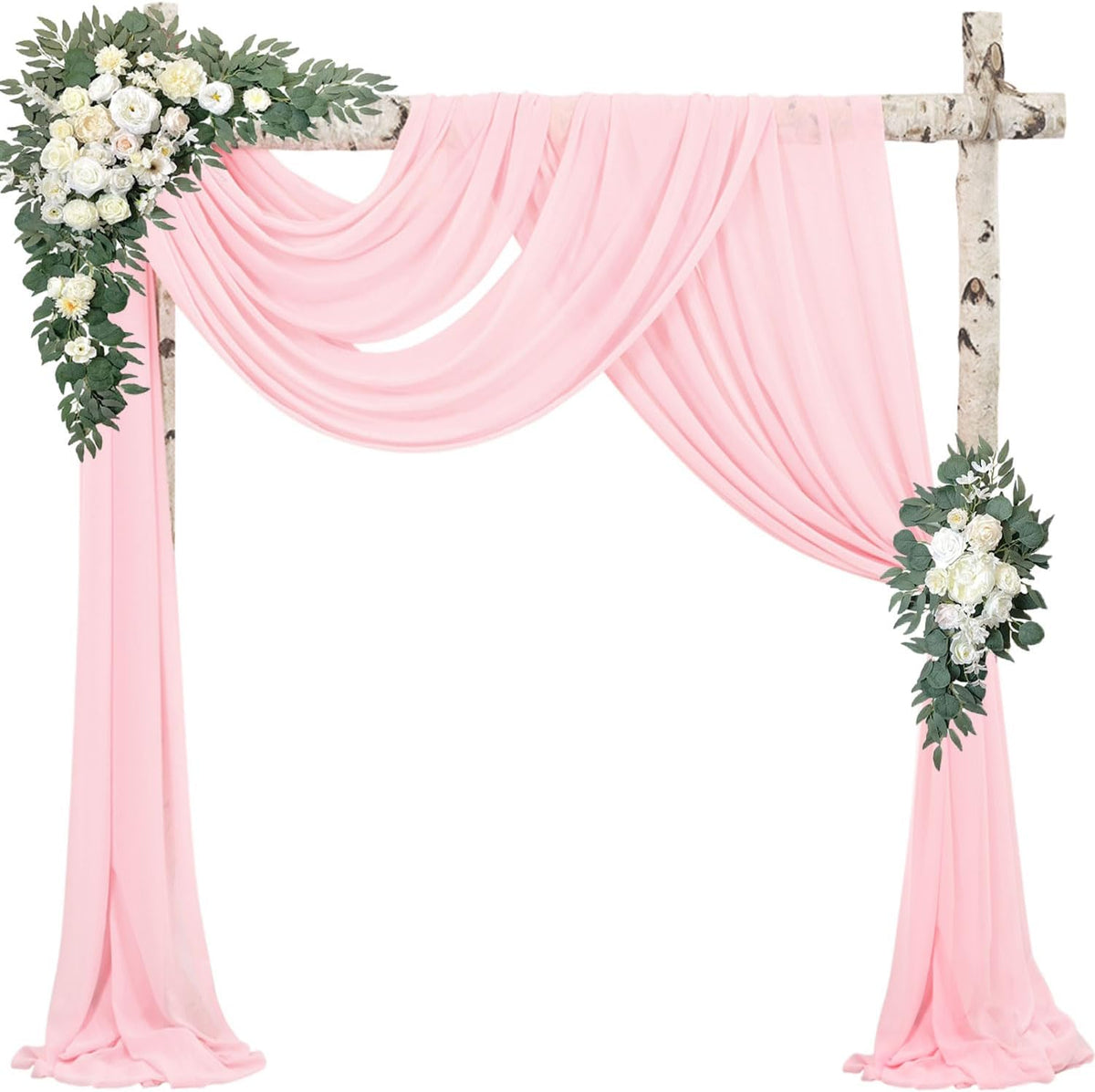 4 Panels Wedding Arch Draping Fabric 20Ft Length x 28" Width Light Pink Arch Drapes Chiffon Fabric