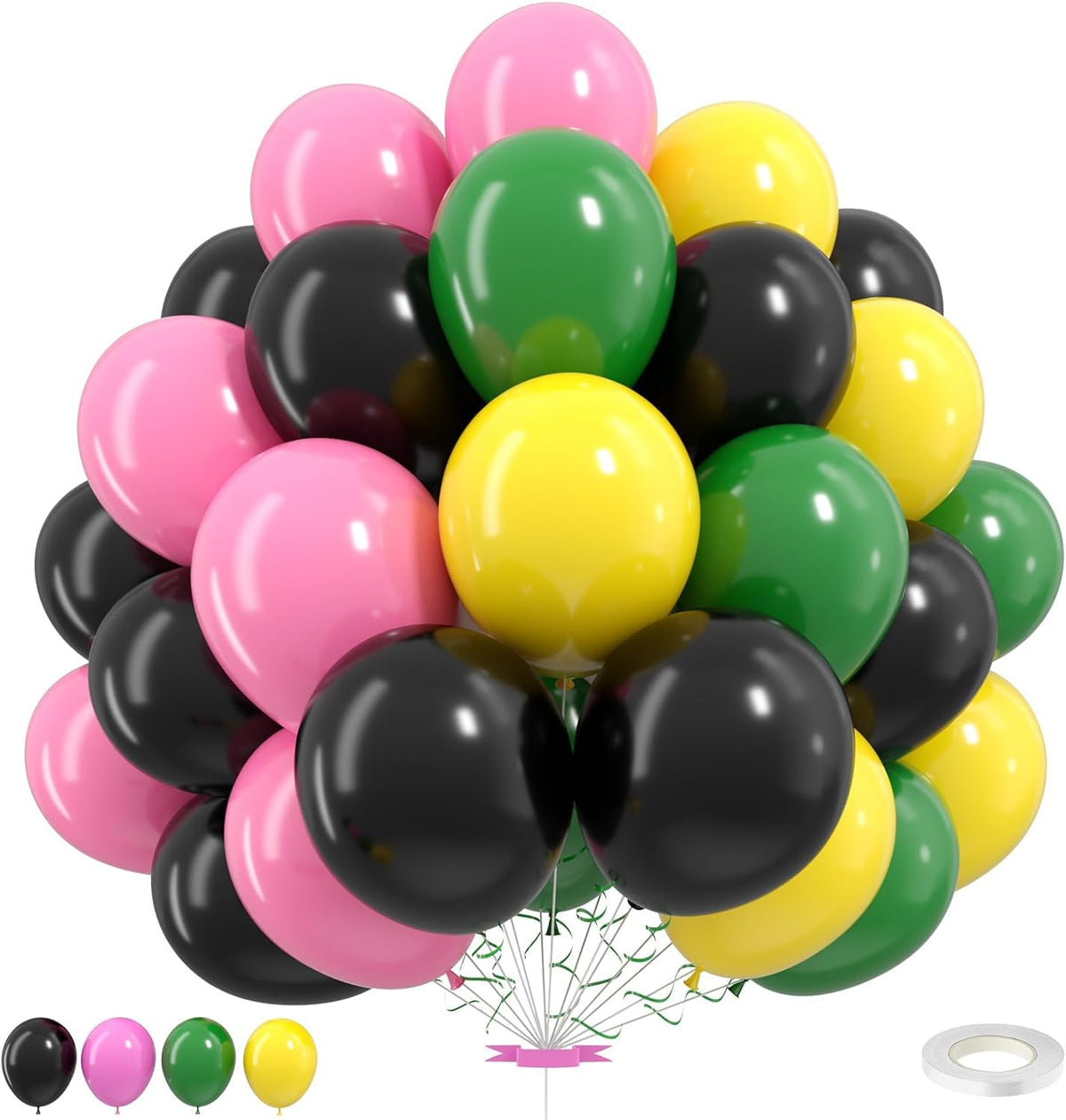 Pink Green Balloons, Pink Green Black Yellow Balloons for Theatre Party Themed Birthday Baby Shower