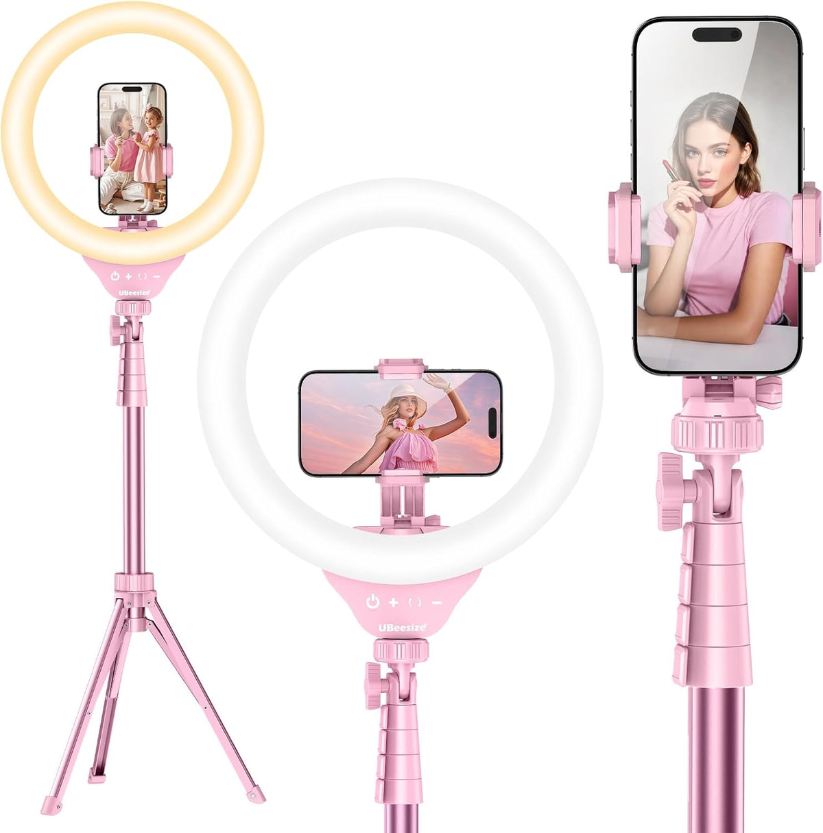 UBeesize 12'' Selfie Ring Light with 62’’ Tripod Stand for Video Recording, Live Streaming(YouTube