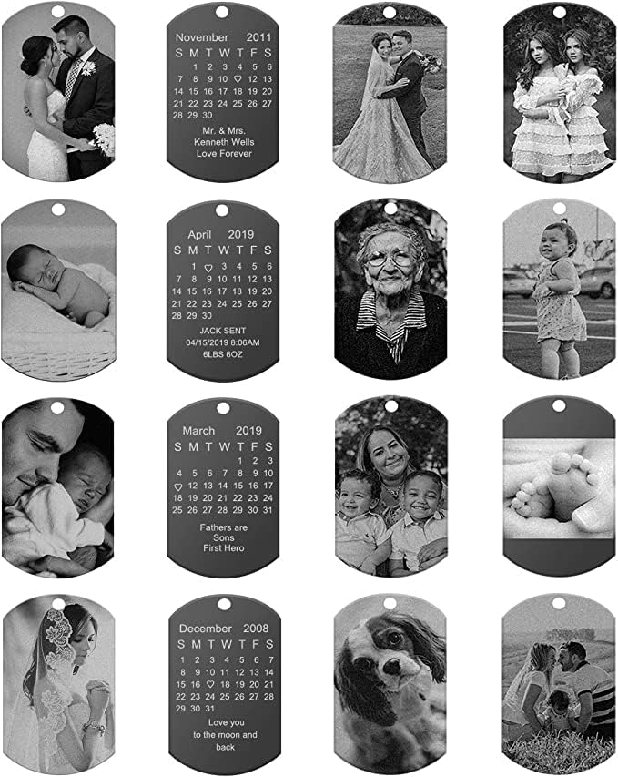 Personalized Double-sided Photo Text+Icons Keychain Drive Safe Boy Girlfriend Pet Memorial