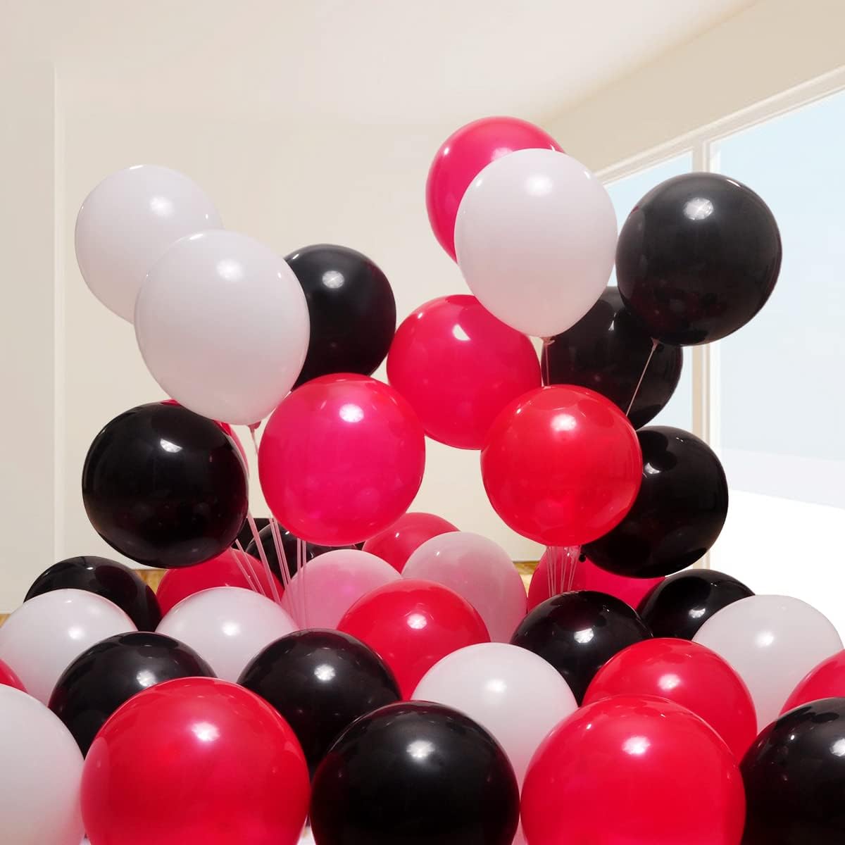 300 Pack Red Black White Balloons 100 of each of the 3 colors 12 inch Red White Black Latex Party