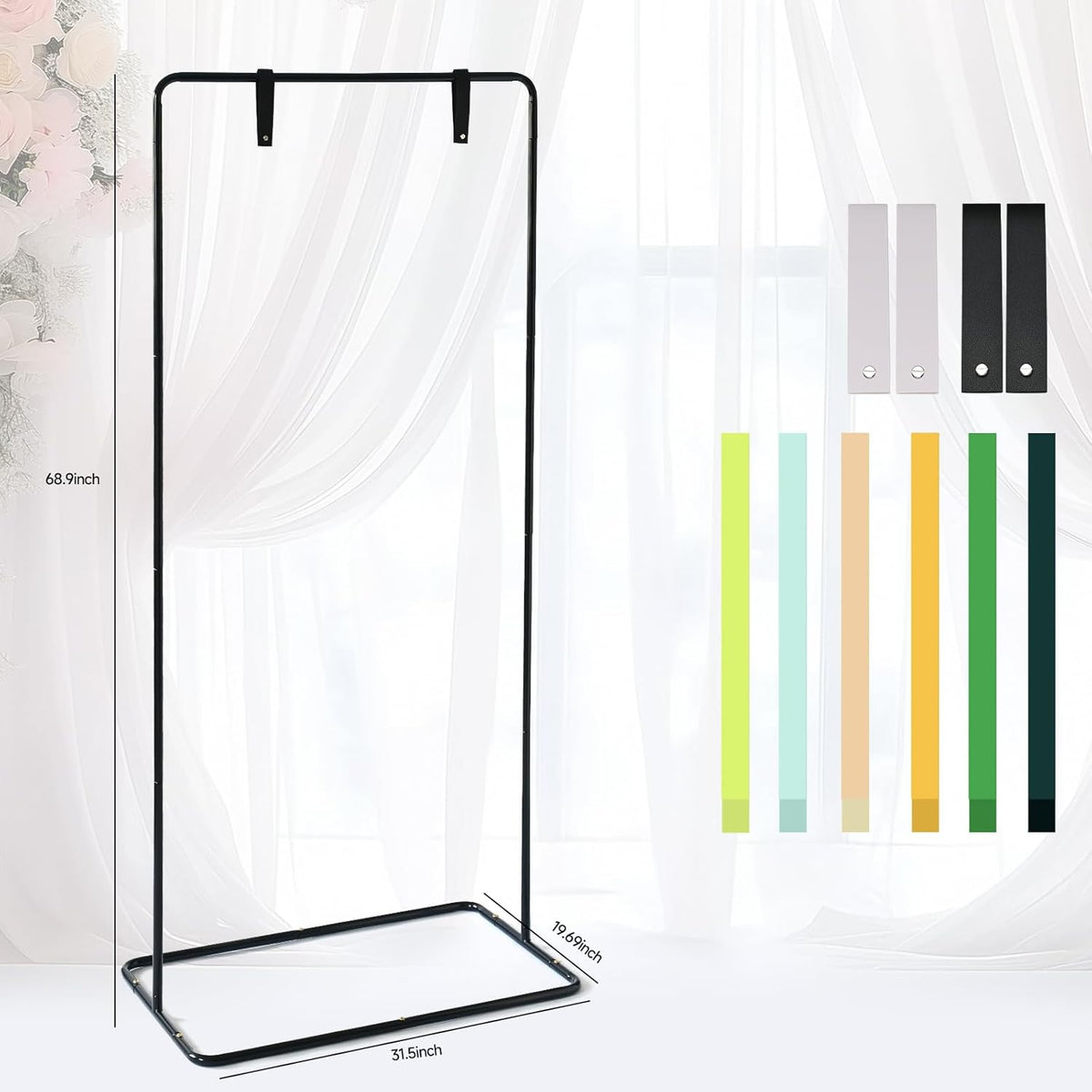 Wedding Sign Stand - Adjustable Wedding Sign W/Design Bundle & Leather Sign Hanging Straps, Durable