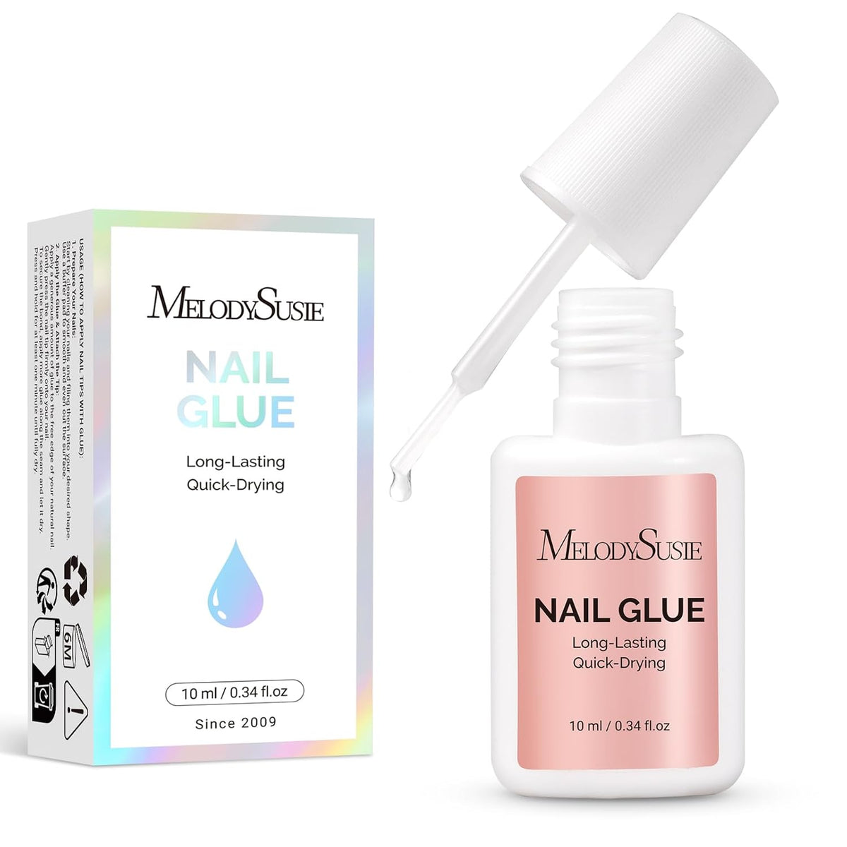 MelodySusie Nail Glue for Press on Nails Acrylic Nail Tips Quick-Drying Super Strong Long Lasting