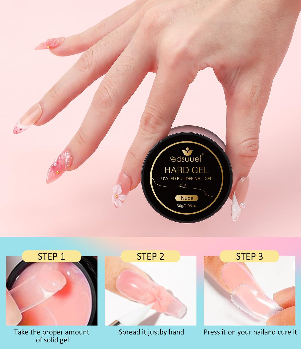 Solid Builder Gel for Nails LEDSUUEI - Nude 3D Nail Gel Sculpting Non-Sticky Hand Carving Glue