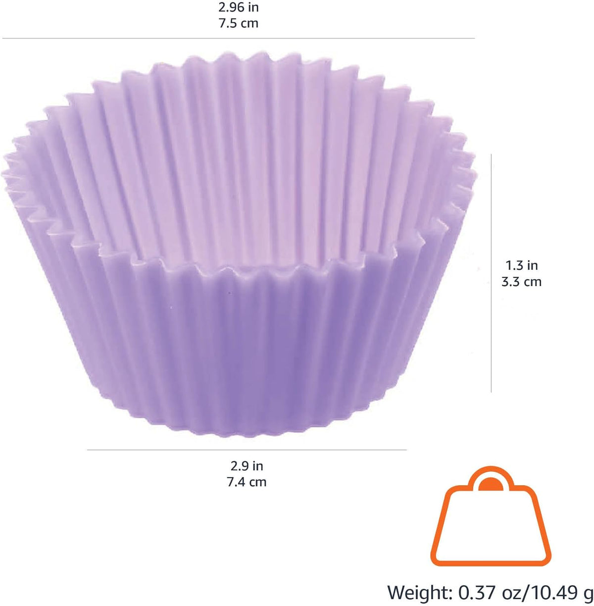 Amazon Basics Reusable Silicone Baking Cups, BPA Free Muffin Liners, Dishwasher Safe, 2.9 x 2.9 x