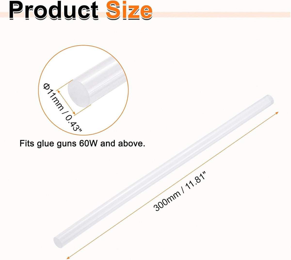 HARFINGTON 10pcs Hot Glue Sticks 0.43" Dia x 11.81" Long EVA Mini Hot Melt Adhesive Glue Stick for