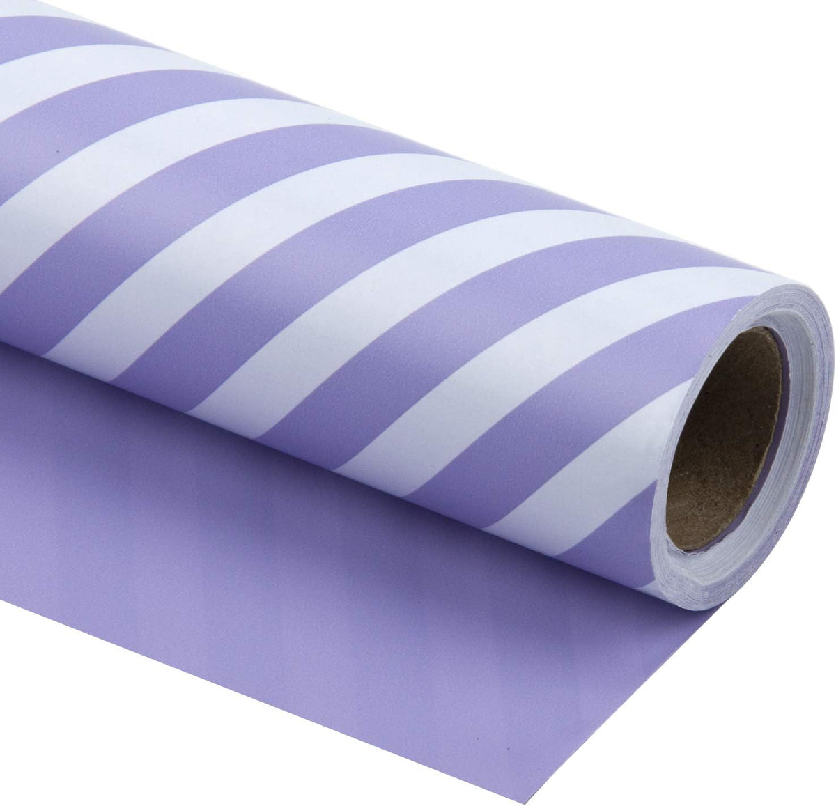 WRAPAHOLIC Reversible Wrapping Paper - Mini Roll - 17 Inch x 33 Feet - Purple and Stripes Design