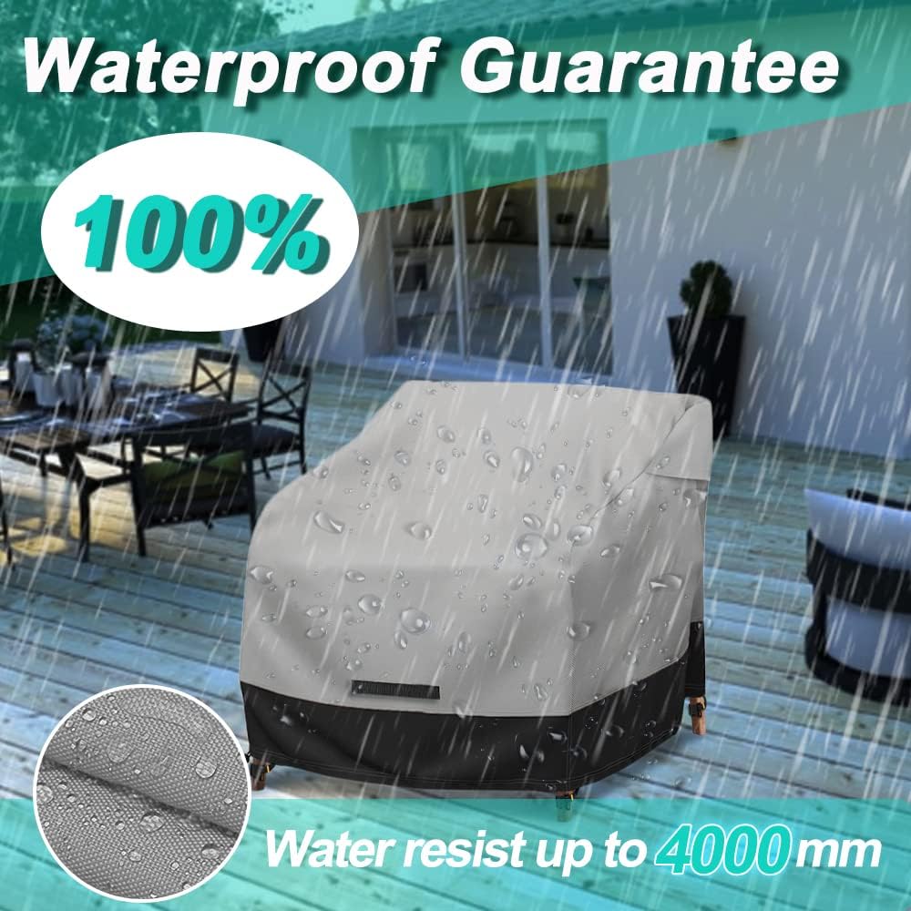 Patio Swivel Chair Cover Waterproof 2 Pack, 600D Heavy Duty Outdoor Furniture Covers for Universal