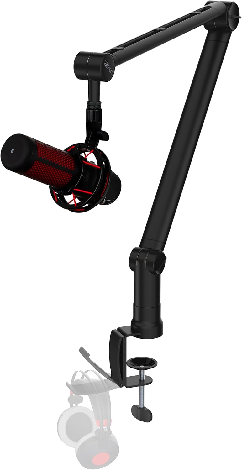 IXTECH Microphone Boom Arm with Desk Mount, 360° Rotatable, Adjustable and Foldable Scissor