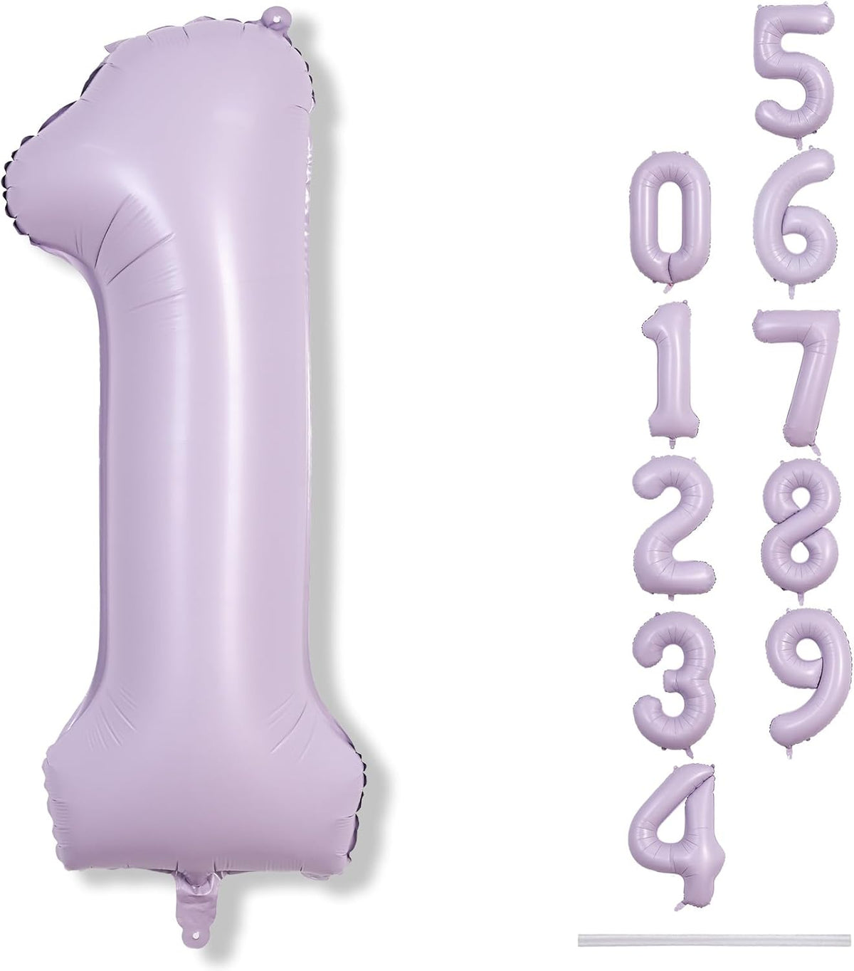 40 Inch Light Purple Number 1 Balloon for 1st Birthday Decoration, Large Pastel Purple Mylar Foil