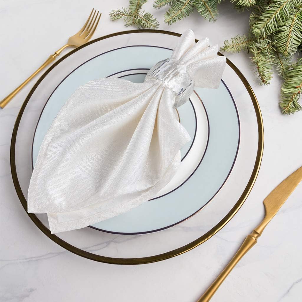 MDLUU 4 Pcs Crystal Napkin Rings, 2.3" Diameter Serviette Buckles, Clear Napkin Holder Rings for