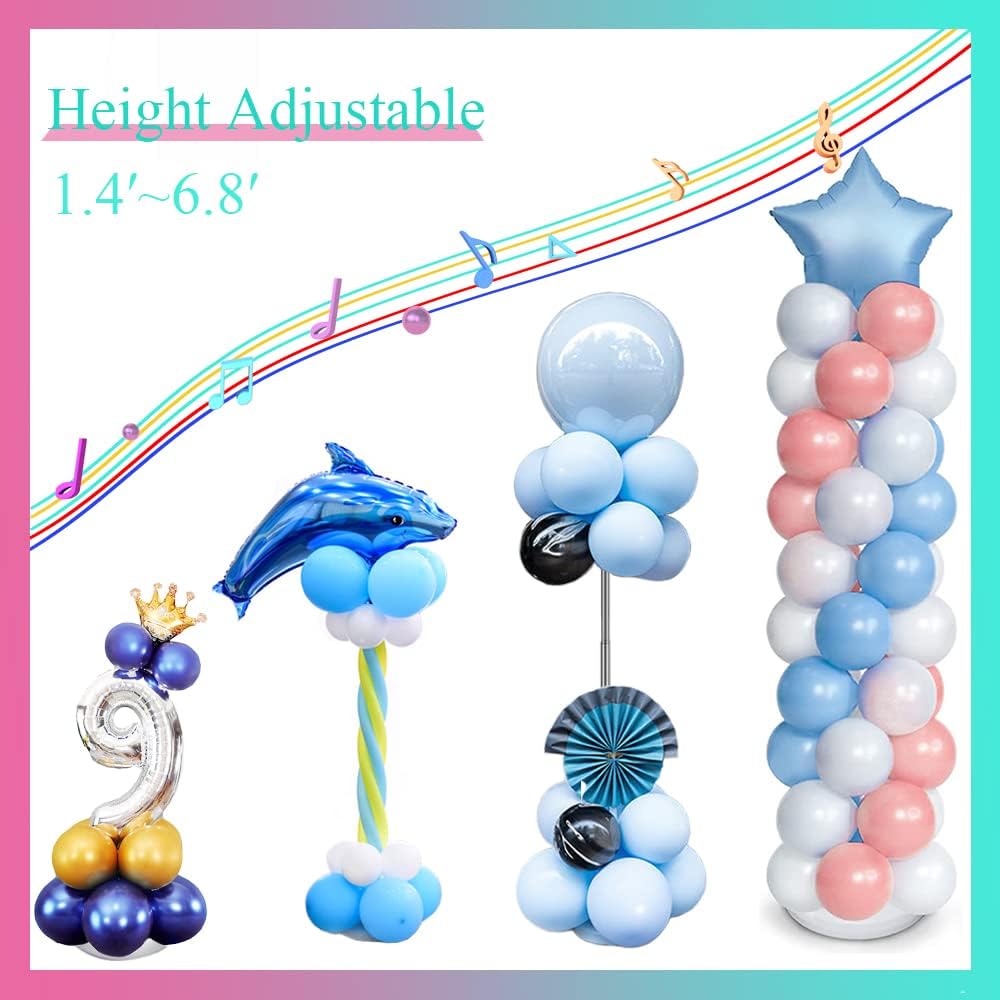 4 Set Balloon Stand Kit, 9 Feet Adjustable Balloon Arch for Floor, Ballon Column Tower with Weights