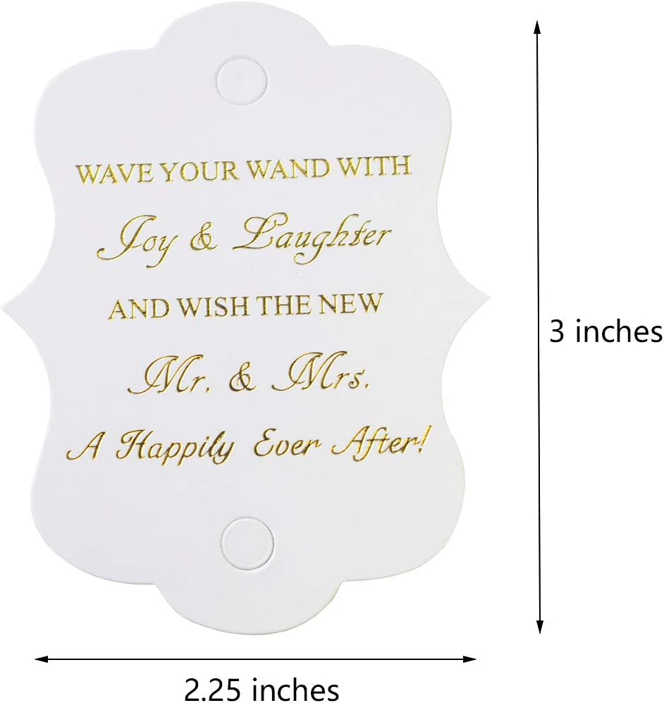 Kingsnow 100 Pack Wedding Ribbon Wand Favor Tags, Ribbon Wands Send Off Tag Exit Wand Tags for