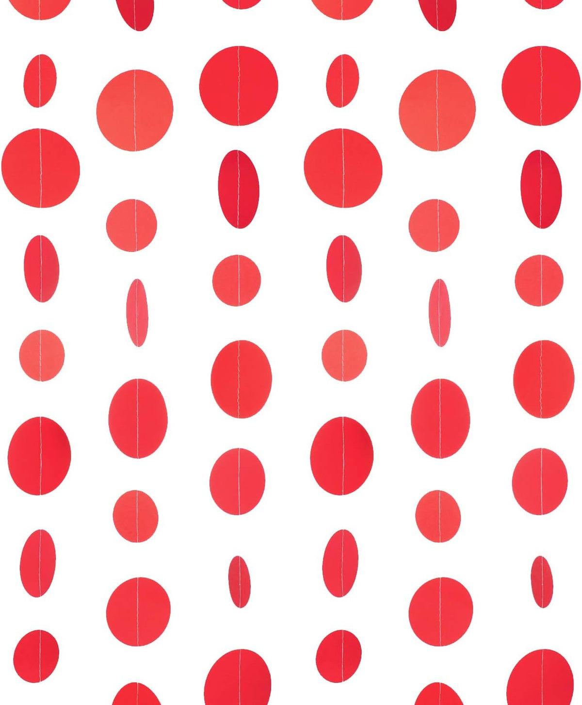 Red Paper Garland Circle Dot Party Banner Wall Streamers Backdrop Ceiling Hanging Decorations, 20