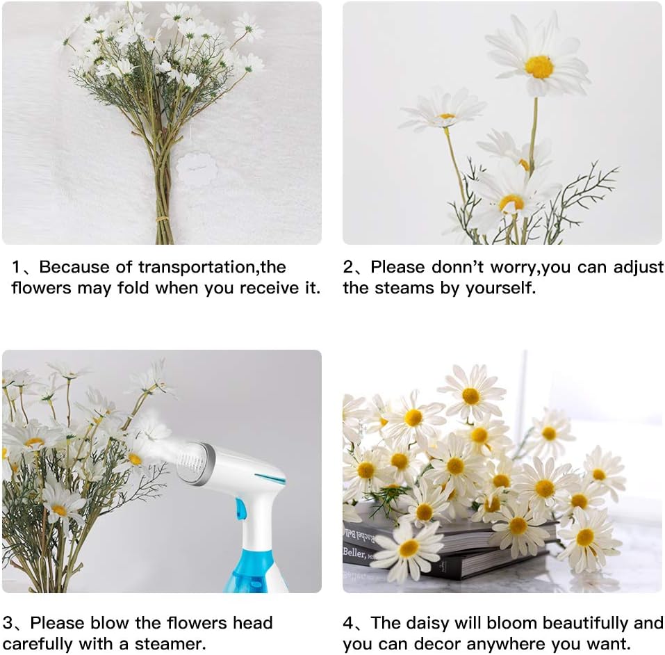 AmyHomie Artificial Flowers,10 pcs Silk Daisy, Artificial Gerber Daisy for Home Decoration, Fake