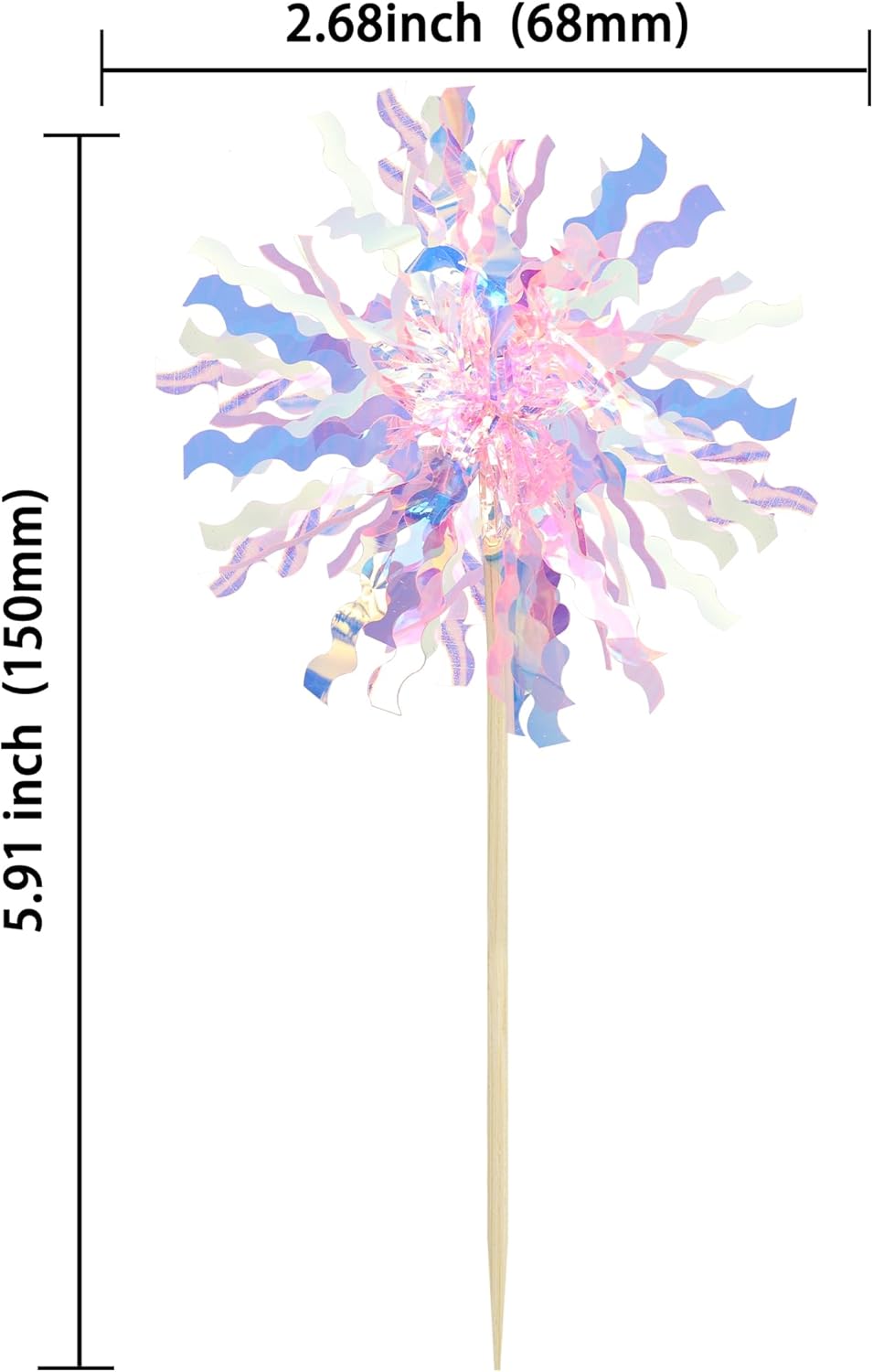 Gyufise 30Pcs Foil Firework Cupcake Toppers Sparkle Tinsel Cake Toppers Tinsel Drink Cake