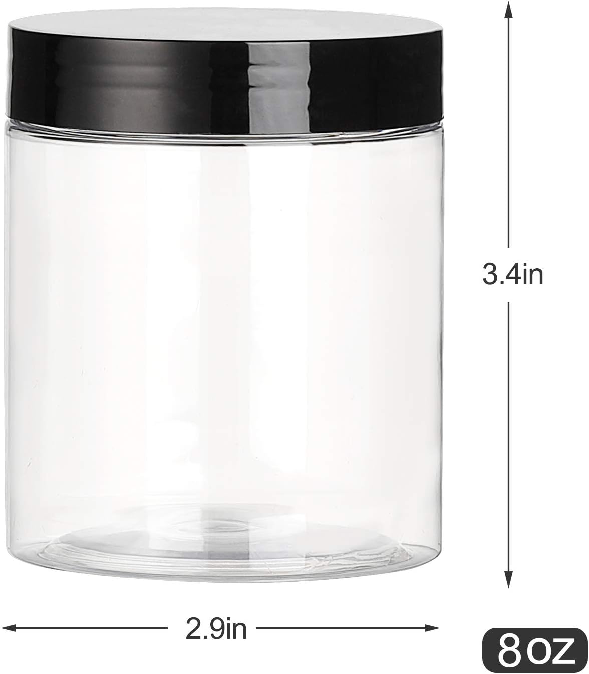 8 OZ Plastic Jars with Lids, 24 Pack Clear Plastic Slime Containers for Kitchen and Household Food