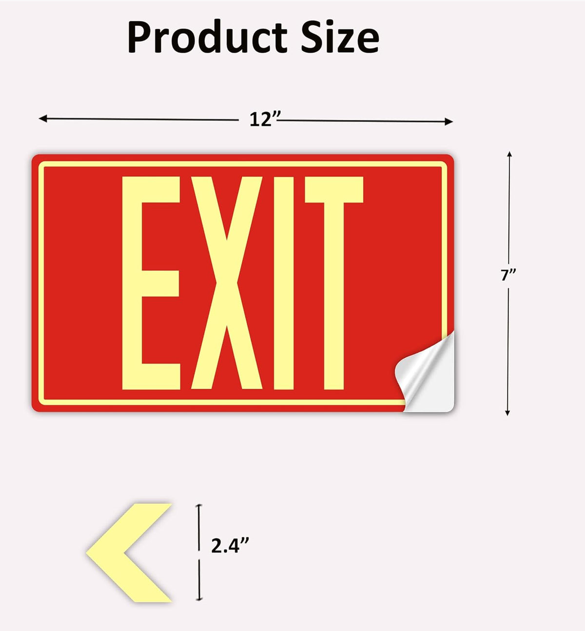 5Pack Photoluminescent Exit Sign, 12"x 7" Glow In The Dark Exit signs with Self-Adhesive Backing