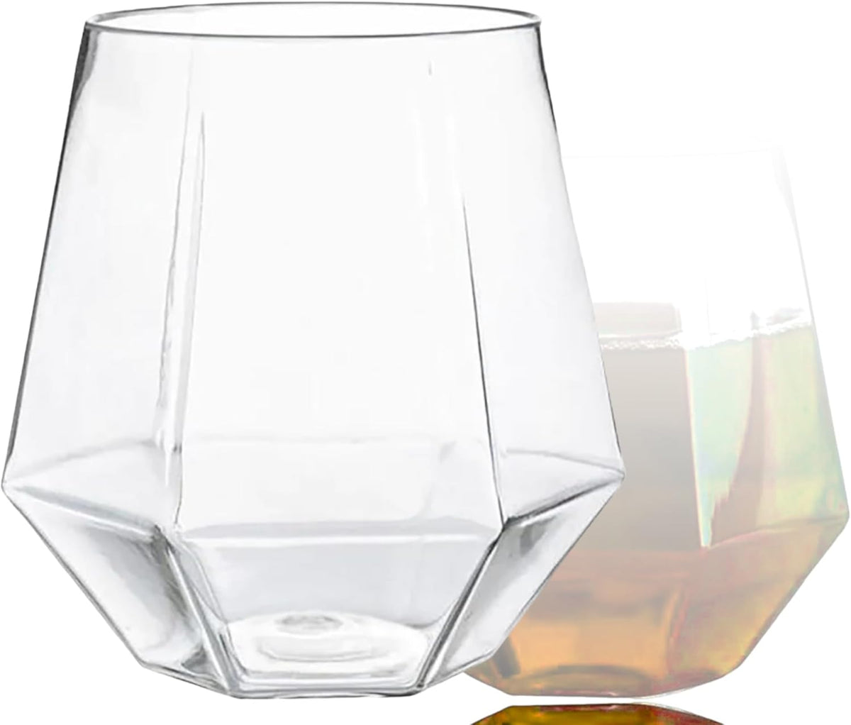 40 count Diamond Unbreakable Stemless Plastic Wine Champagne Whiskey Glasses Elegant Durable