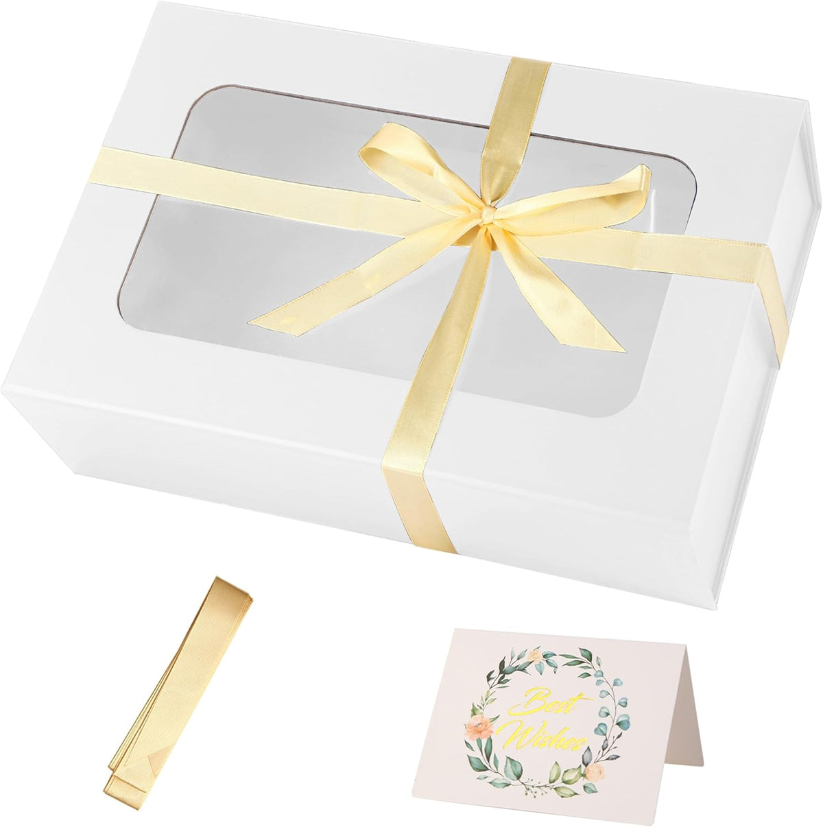 White Large Gift Box with Window, 13.5"x9"x4.3" Bridesmaid Box for Gifts Giving,Birthday Gift Boxe