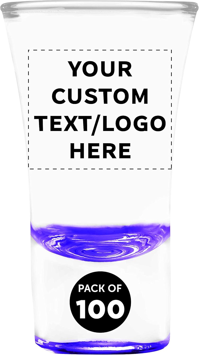 Custom 2 oz. Lord Shooter Etched Shot Glasses, 100 pack, Personalized Text, Logo, 21st Birthday