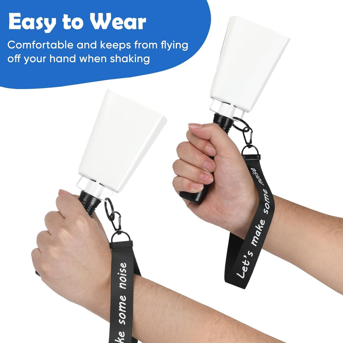 Cow Bells Noise Makers with Handle: Cowbells Hand Percussion for Sporting Events with Wrist Strap