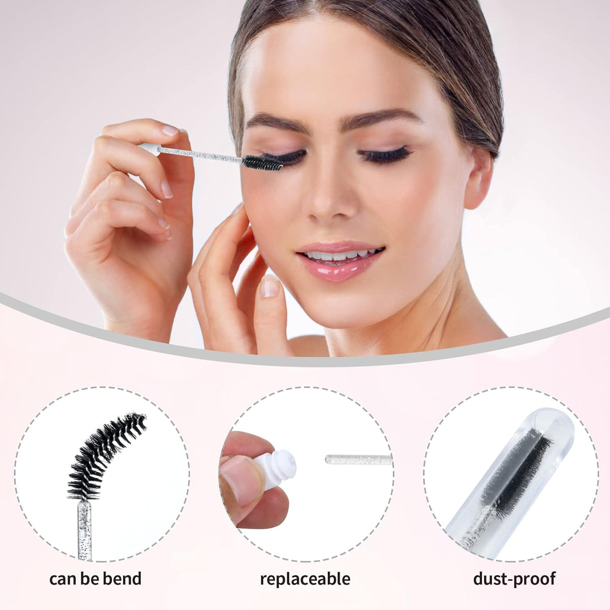 50 Pcs Lash Shampoo Bottle Brushes Set 10 Empty Foam Pump Dispensers 10 Label Stickers 10 Mascara