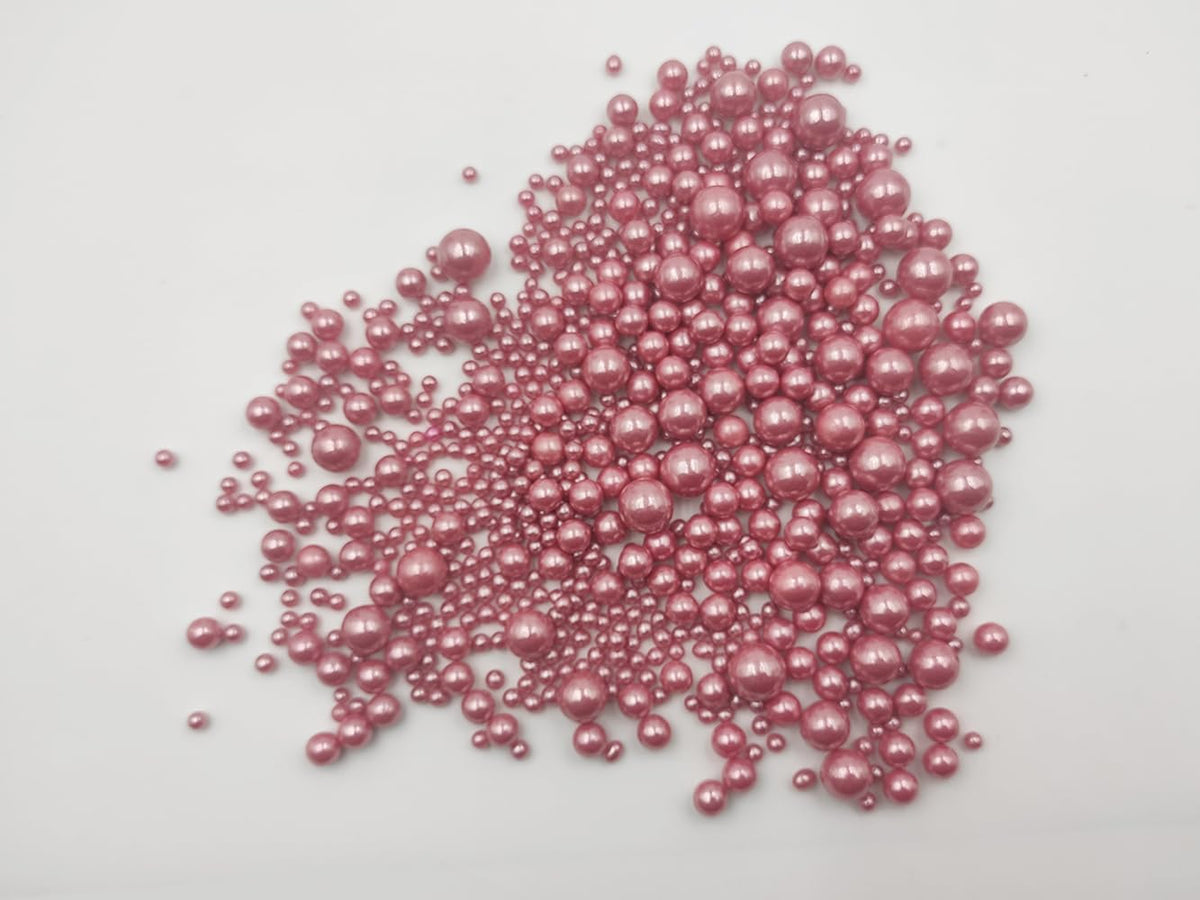 Edible Rose gold Pearls Sugar Sprinkles 120g/4.23 oz, Mix size Candy Pearl for Cake Decorating and