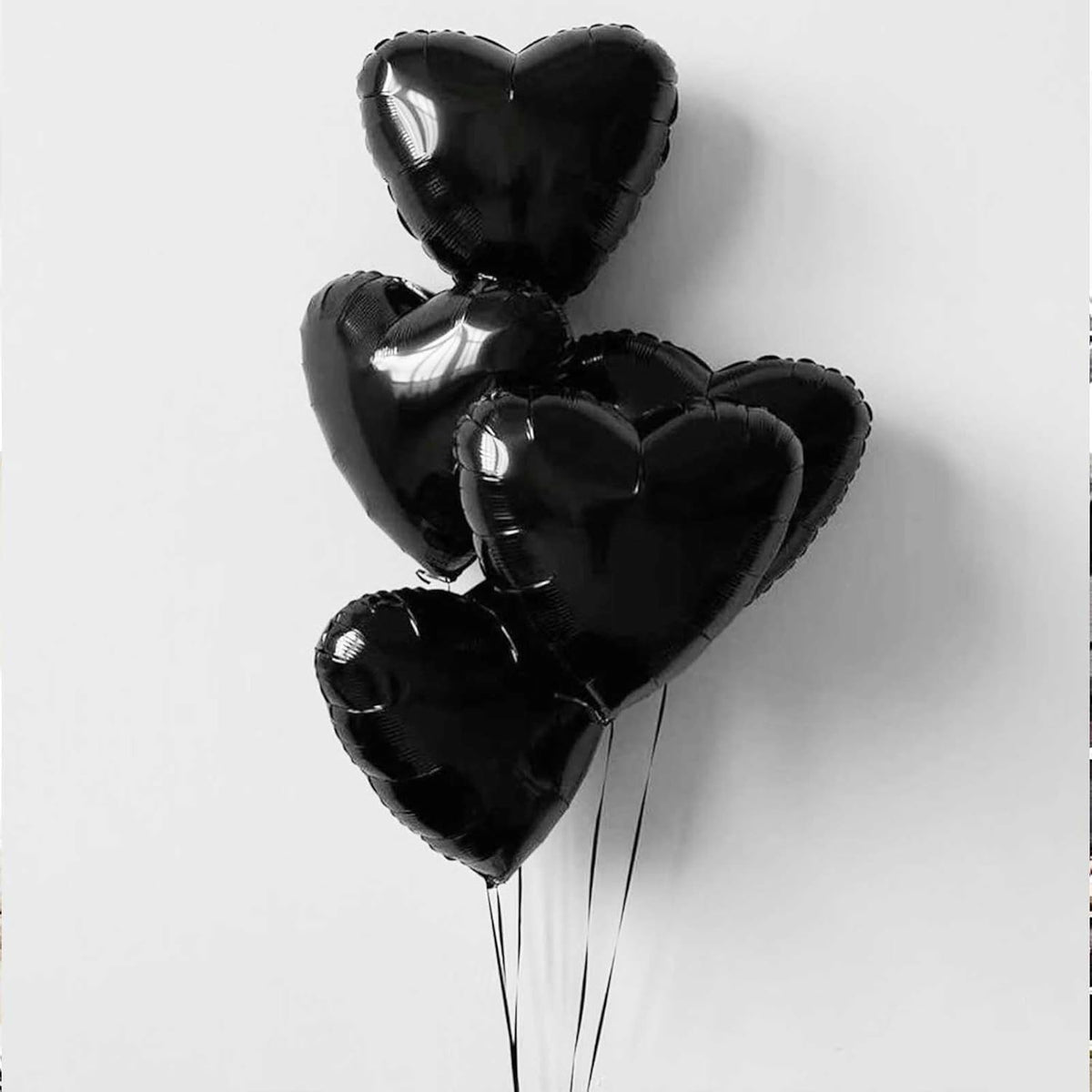 Black Heart Balloons, 18 Inch Black Helium Heart Balloons, 12Pcs Large Black Heart Shape Mylar