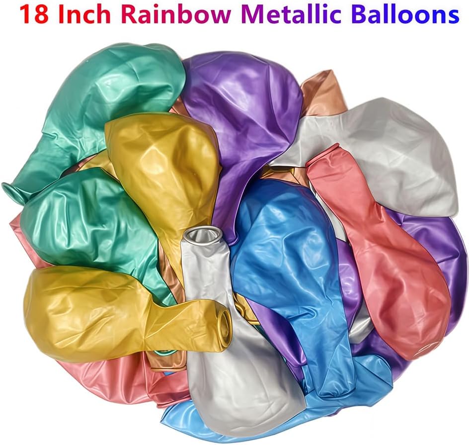 35 Pack Metallic Balloons 18 Inch Chrome Shiny Assorted Colors Latex Rainbow 7 Kinds Color Large