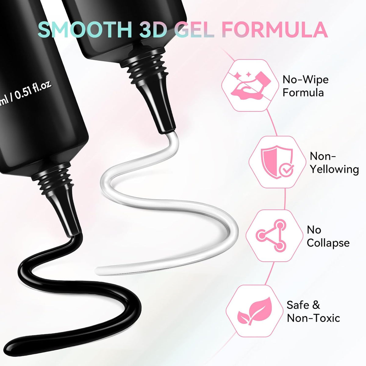 Makartt 3D Gel Nail Art Set – Clear & Noir Sculpting Gel for DIY Embossed Nail Designs – No Wipe