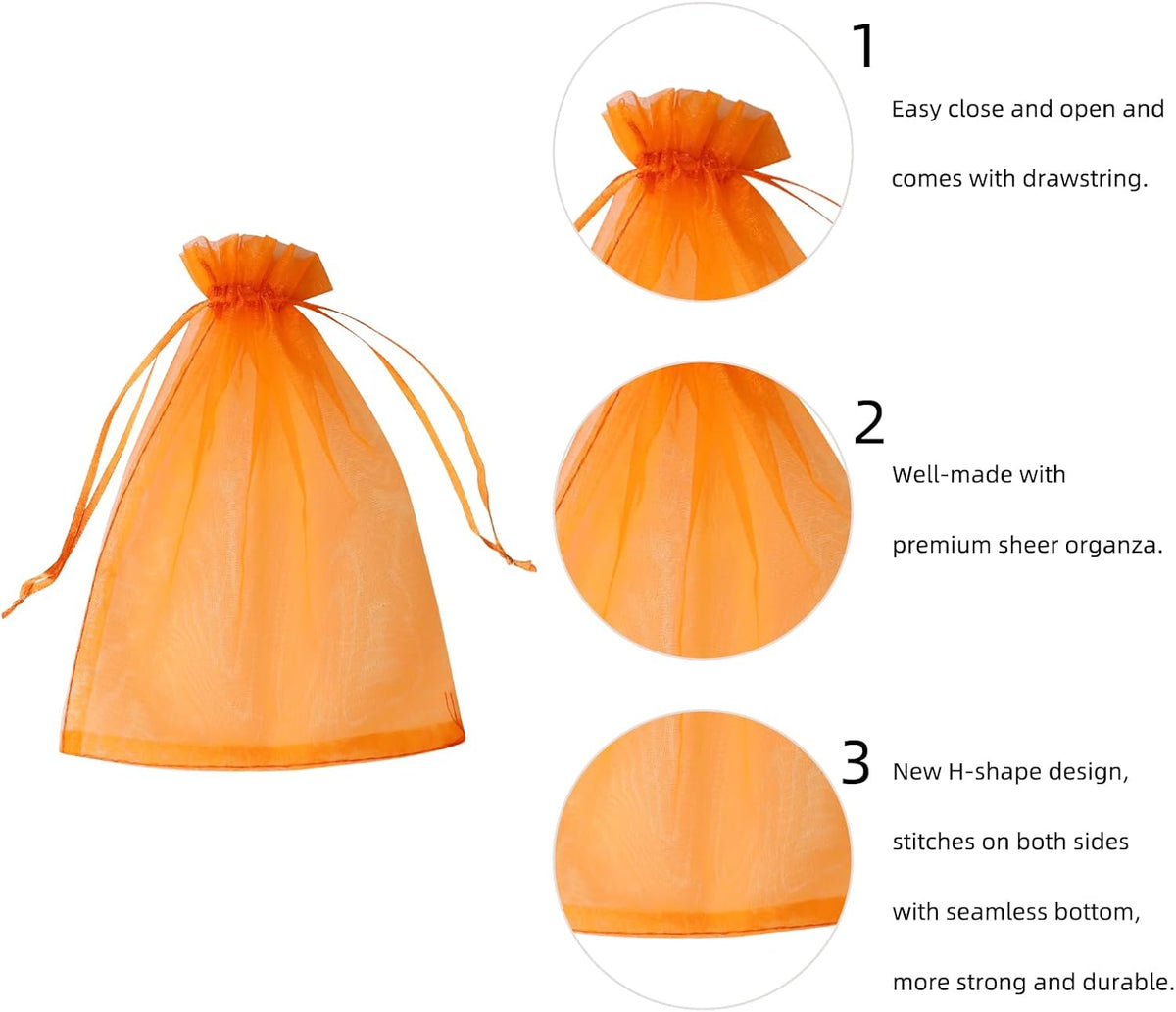 Wudygirl 100PCS 5X7 Inch Organza Bags - Jewelry, Drawstring, Sheer Organza Bags for Halloween