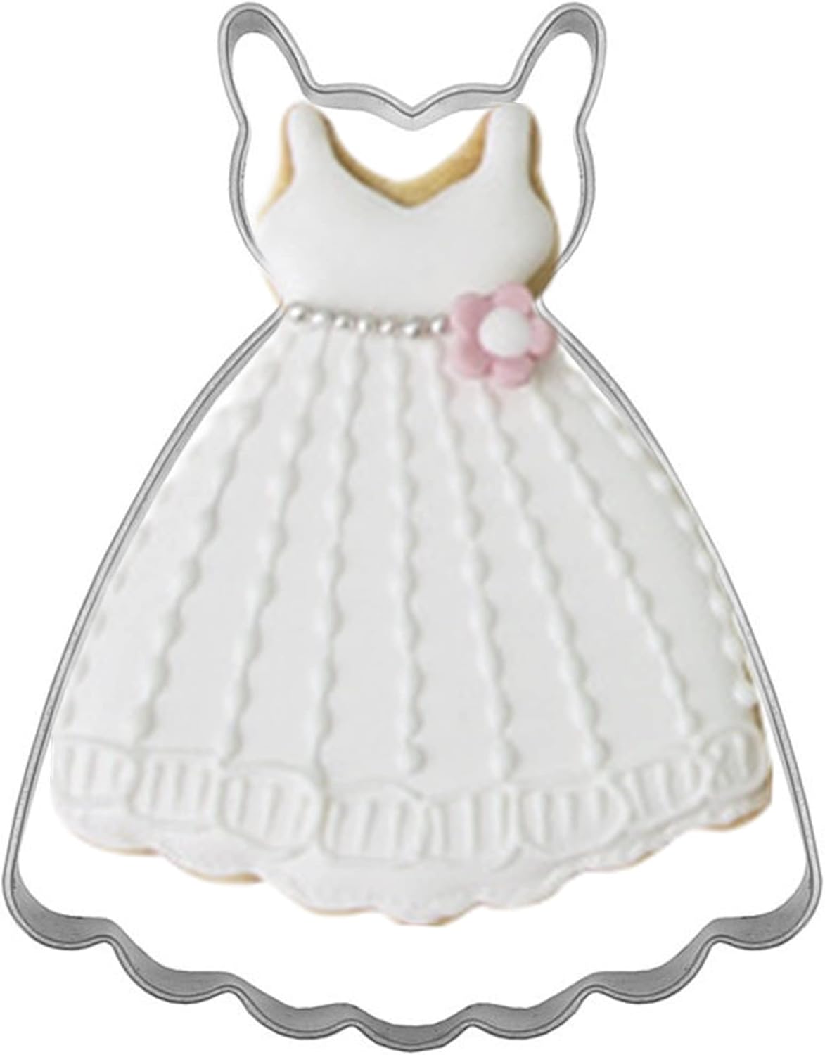 Large Size Dress Shaped Cookie Cutter, Stainless Steel Suspenders Princess Dress Wedding Dress