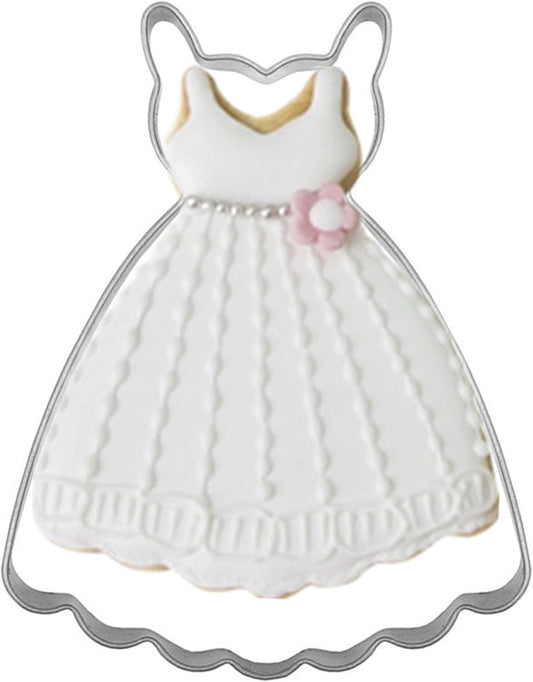 Large Size Dress Shaped Cookie Cutter, Stainless Steel Suspenders Princess Dress Wedding Dress