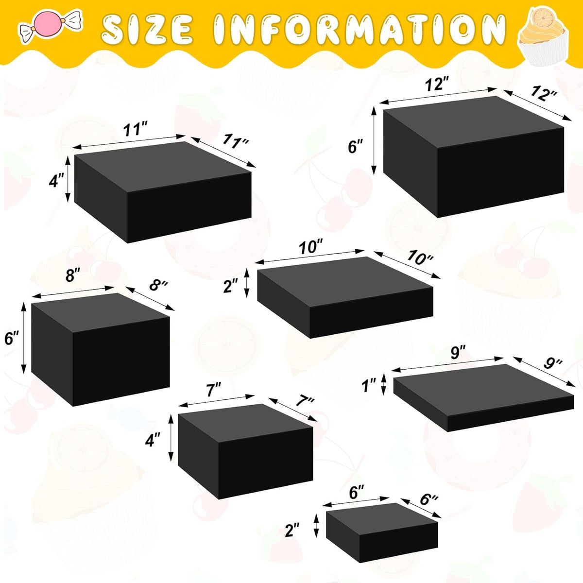 Leinuosen 7 Pcs Large Buffet Risers Set 6" to 12" Acrylic Display Box Catering Dessert Table Riser