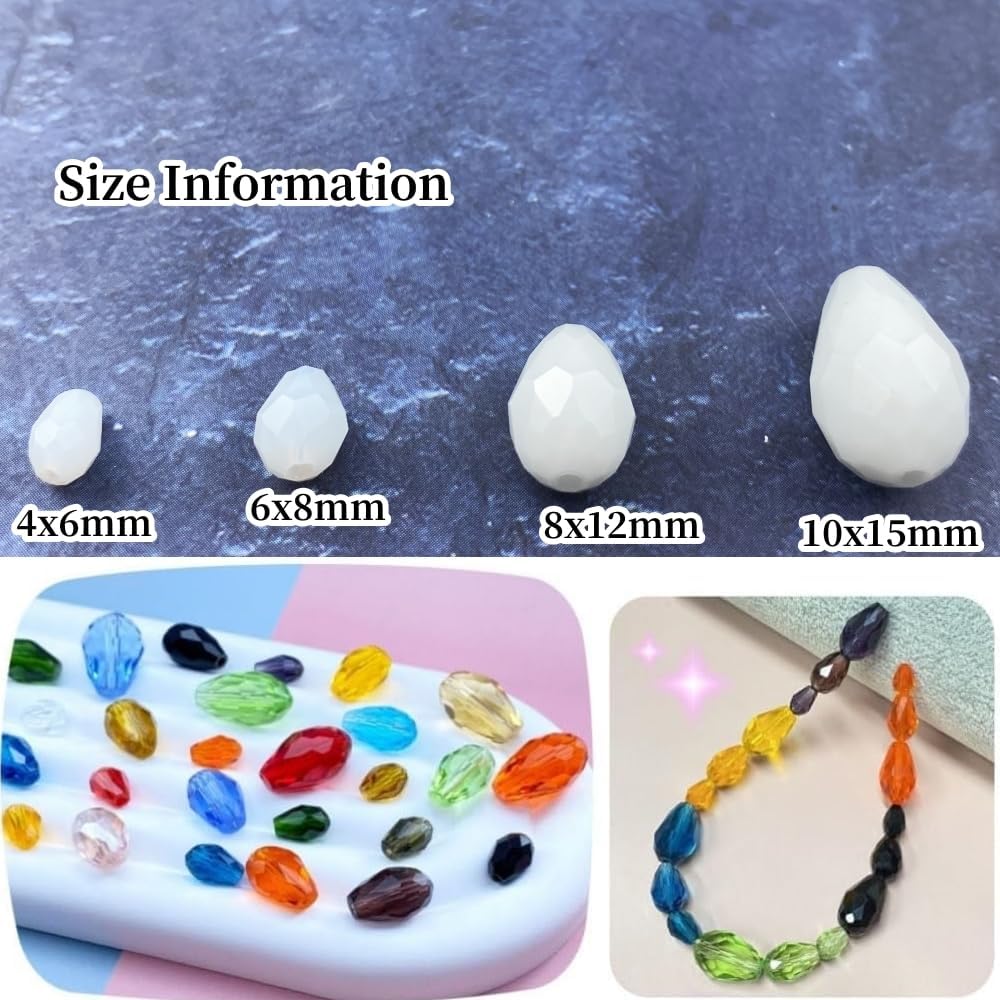 100pcs 8x12mm Teardrop Crystal Glass Beads Vertical Hole Faceted Glass Teardrop Spacer Beads for