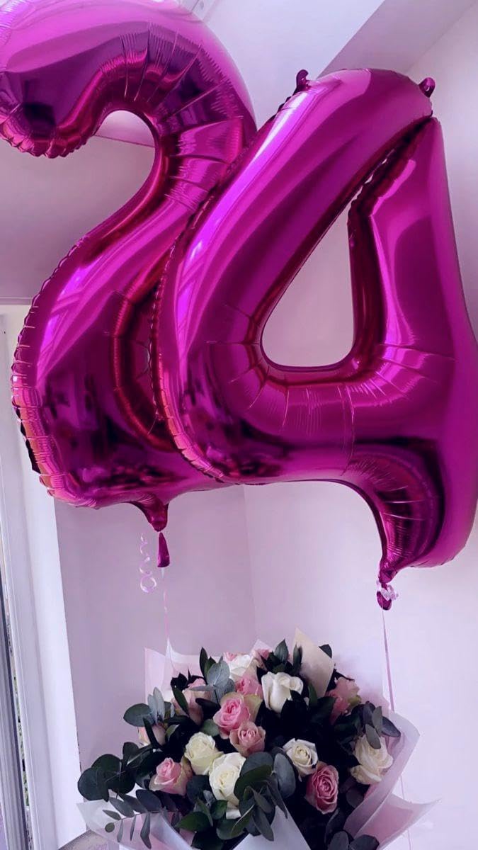 40 Inch Rosy Purple Large Number 4 Balloons, Giant Foil Number Four 14 24 34 40 44 Balloons, Rosy